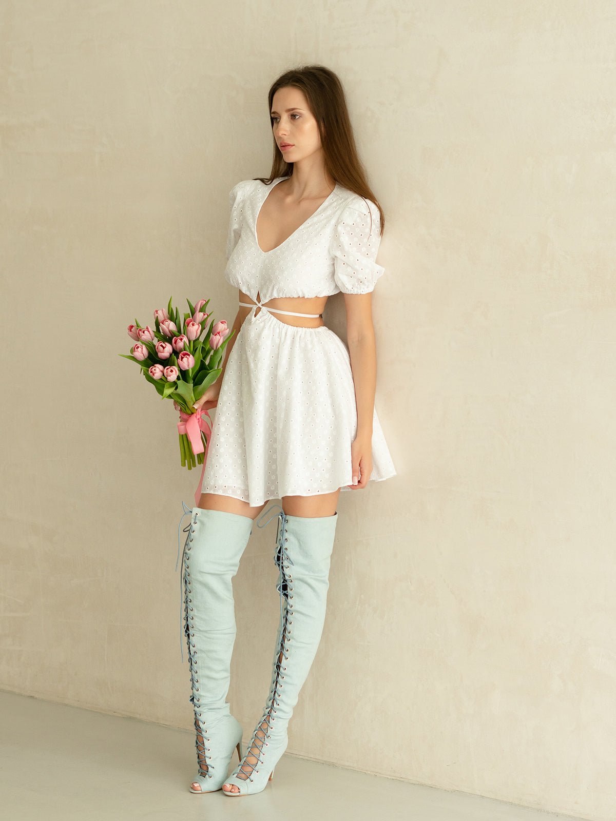 Jasmine baby doll white dress